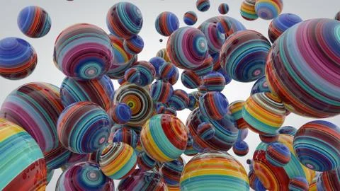 Abstract background with balls, 3D rendering, stretched pixels texture, fre.. Stock-Illustration