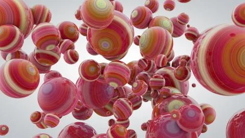 Abstract background with balls, 3D rendering, stretched pixels texture Stock-Illustration