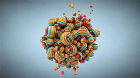 Abstract background with balls, 3D rendering, stretched pixels texture 스톡 일러스트