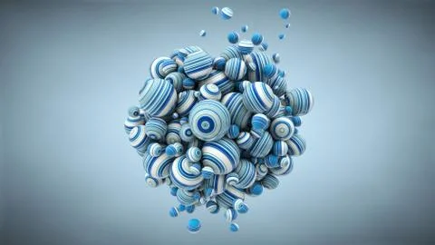 Abstract background with balls, 3D rendering, stretched pixels texture Stock Illustration