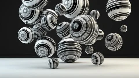 Abstract background with balls, 3D rendering, stretched pixels texture, bla.. 库存照片