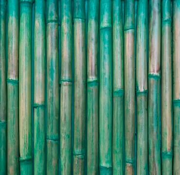 Abstract background from bamboo pattern wall with green painted. Retro and vi Stock Photos