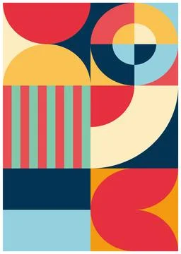 Abstract background with basic patterns of circles, rectangles and squares Stock Illustration