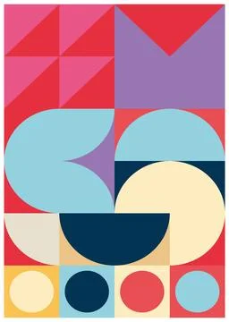 Abstract background with basic patterns of circles, triangles, squares Stock Illustration