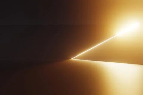Abstract background of a beam of light from a broken wall. 3D rendering illus Illustrazione stock