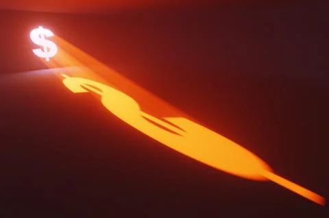 Abstract background of a beam of light from a wall crack in the shape of a US Stock Illustration