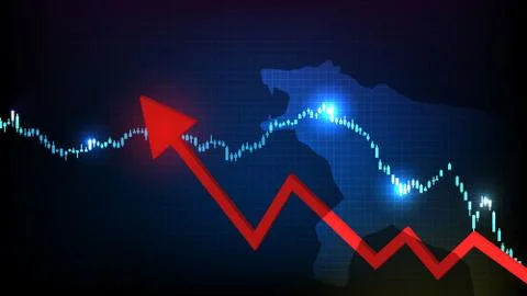 Abstract background of bear of bearish stock market exchange graph down, inve Stock Illustration