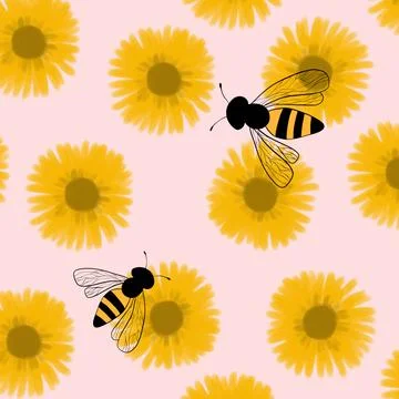 Abstract background with bees Stock Illustration