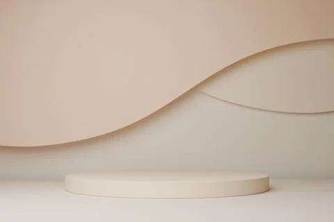 Abstract background with beige waves and empty podium, simple design Stock Illustration
