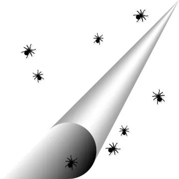 Abstract background with bent page corner and spiders Illustrazione stock