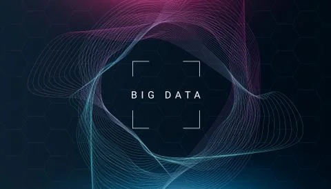 Abstract Background For Big Data Technology Concept With Digital Waves And Mesh Stock Illustration