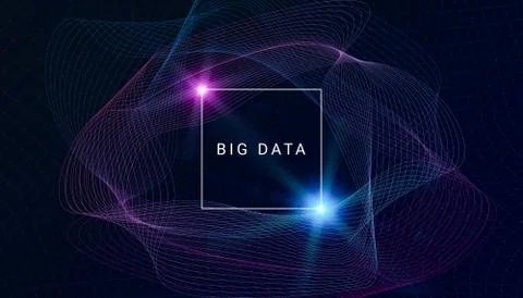 Abstract Background For Big Data Technology Concept With Digital Waves And Mesh Stock Illustration