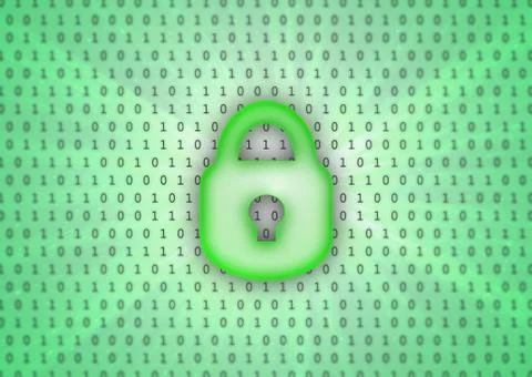 Abstract background, binary code and lock icon Stock Illustration