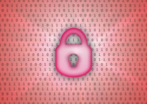 Abstract background, binary code and lock icon Illustrazione stock