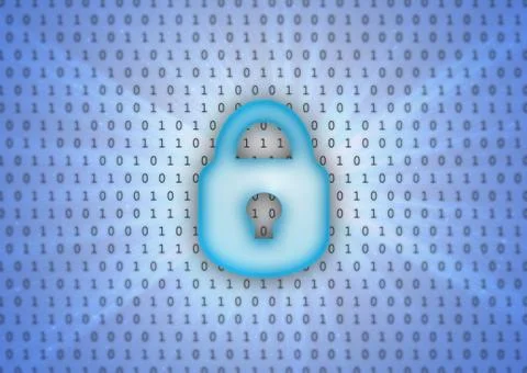 Abstract background, binary code and lock icon Stock Photos