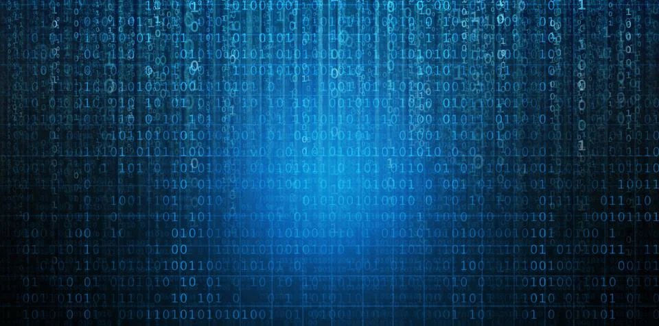 Abstract background with binary code. Hackers, darknet, virtual reality and Illustrazione stock