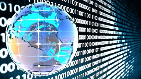 Abstract background of binary code with the rotation of the glass of the globe Stock Footage 79605647