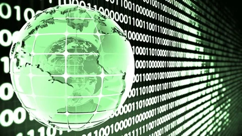Abstract background of binary code with the rotation of the glass of the globe Stock Footage 79606415