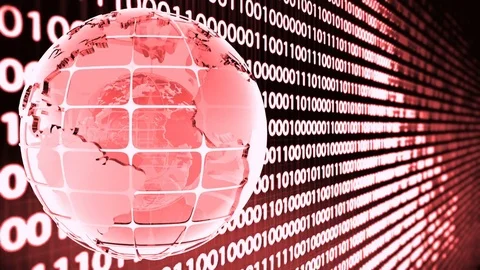 Abstract background of binary code with the rotation of the glass of the globe Stock Footage 79606503