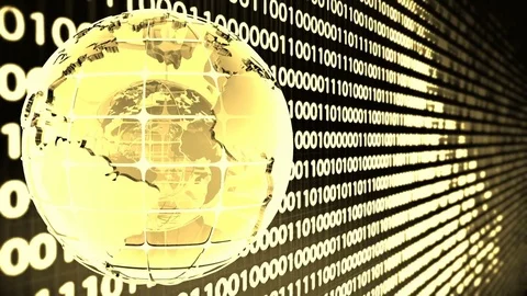 Abstract background of binary code with the rotation of the glass of the globe Stock Footage 79606621