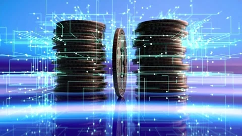 Abstract background of bitcoin art Stock Footage 153225144