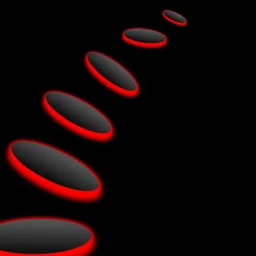 Abstract background with black and red neon circles. Stock Illustration