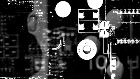 Abstract Background Black And White Motherboard Animation 1 Stock Footage 104102141