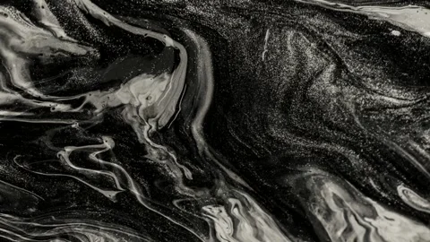 Abstract background of black and white liquid marble movement. 4K Stock Footage 246843141