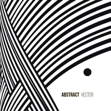 Abstract background. Black and white curve lines with frame for message. Stock Illustration