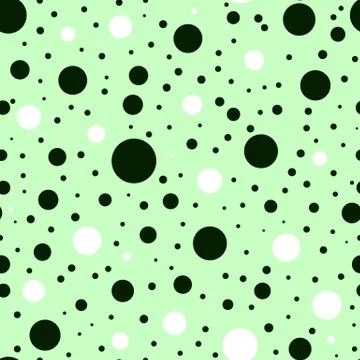 Abstract background with black and white circles on green background. Seamles Stock Illustration