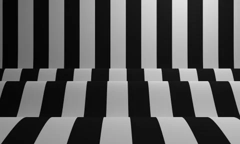 Abstract background with black and white line wave. 3d rendering Stock Illustration