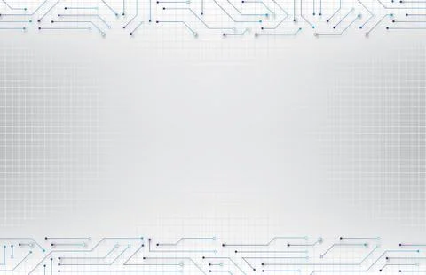 Abstract background of Black and White Printed Circuit Board, sci fi science  Stock Illustration
