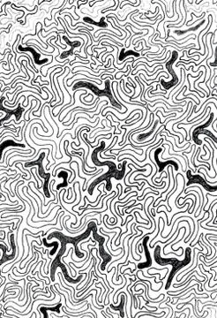 Abstract background. Black and white colours, curly elements. Psychedelic Stock Illustration