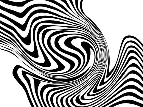 Abstract background with black and white striped, futuristic waves Stock Illustration