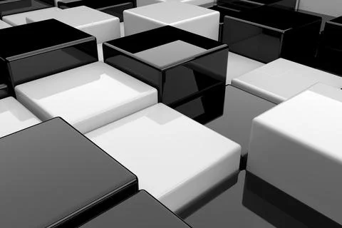 Abstract background of black and white cubes. 3D rendering. Stock Illustration