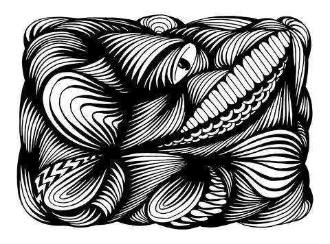Abstract background black and white. Hand drawn vector art line. Wall doodles Stock Illustration