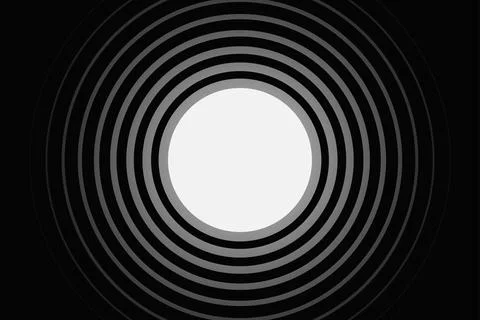 Abstract background with black and white concentric circles forming a hypno.. Stock Illustration