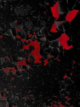 Abstract background of black burnt surface on red background Foto stock