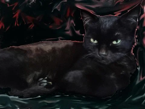 Abstract background of a black cat, a template for a screensaver. Stock Illustration