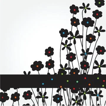 Abstract background with black flowers Stock Illustration