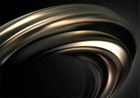 Abstract background with black gold 3d wave on black background for concept Stock Illustration