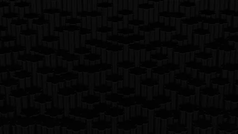 Abstract background  - black hexagons assembled from cylinders. 3D rendering. Stock Footage 203454497