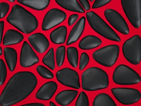 Abstract background of black shapes on red background. Animalistic leopard print Illustrazione stock