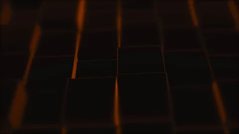 Abstract background with black wall of moving illuminated cubic surface. Stock Footage 124500452