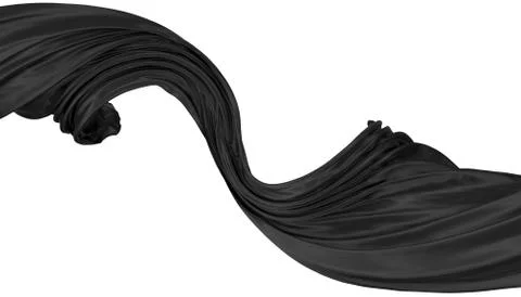 Abstract background of black wavy silk or satin. 3d rendering image. Stock Illustration