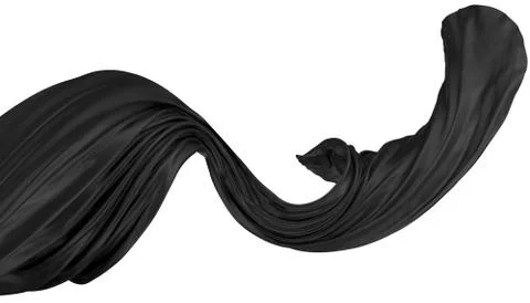 Abstract background of black wavy silk or satin. 3d rendering image. Stock Illustration
