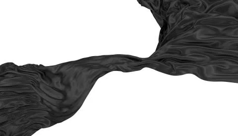 Abstract background of black wavy silk or satin. 3d rendering image. Stock Illustration