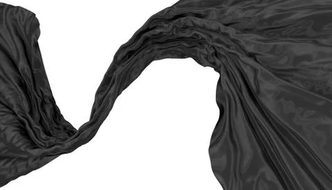 Abstract background of black wavy silk or satin. 3d rendering image. Stock Illustration