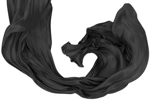 Abstract background of black wavy silk or satin. 3d rendering image. Stock Illustration