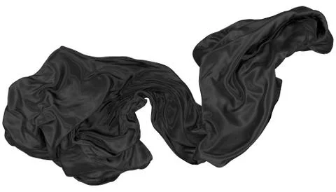 Abstract background of black wavy silk or satin. 3d rendering image. Stock Illustration